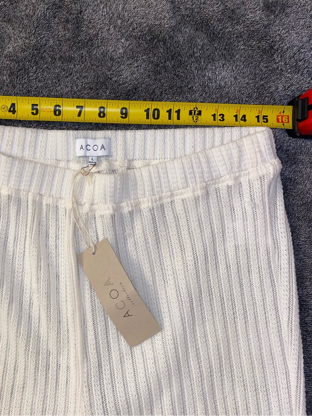 ACOA Cream Ribbed Knit Wide Leg Pants Size Large NWT - Picture 4 of 10